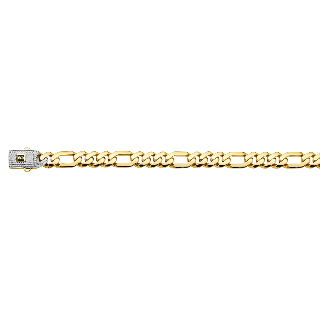 Hollow Figaro Monaco Chain - 14k Yellow Gold 9.5mm