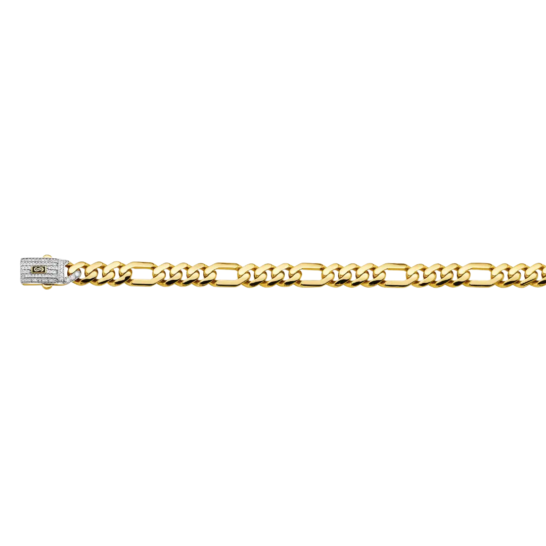 Hollow Figaro Monaco Chain - 14k Yellow Gold 8mm