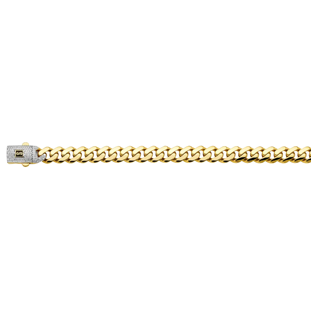 Hollow Curb Monaco Chain - 14k Yellow Gold 9.5mm