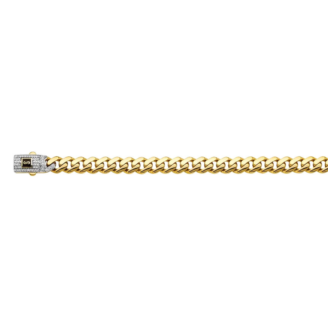 Hollow Curb Monaco Chain - 14k Yellow Gold 8mm