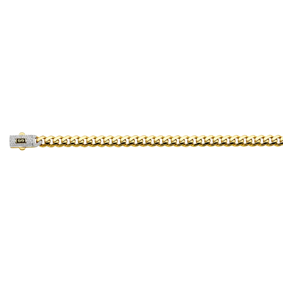 Hollow Curb Monaco Chain - 14k Yellow Gold 6.5mm