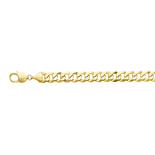 Solid Bevelled Curb Chain - 14k Yellow Gold 10mm