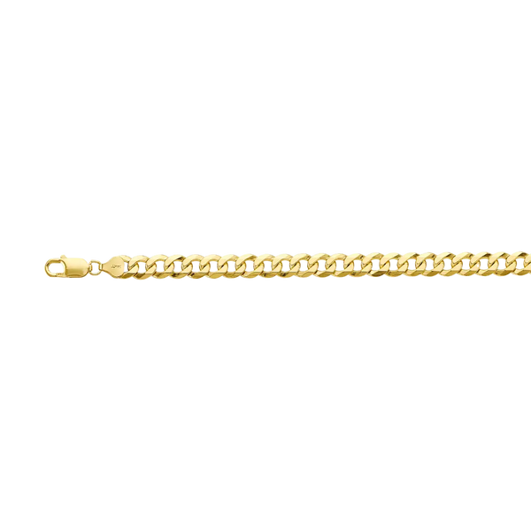 Solid Bevelled Curb Chain - 14k Yellow Gold 8mm