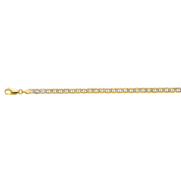 Bevelled Mariner White Pave Chain - 14k Yellow Gold 4.8mm