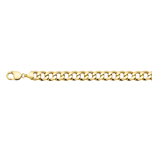 Hollow Bevelled Curb Chain - 14k Yellow Gold 10.9mm