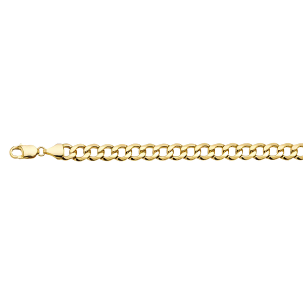 Hollow Bevelled Curb Chain - 14k Yellow Gold 8.9mm