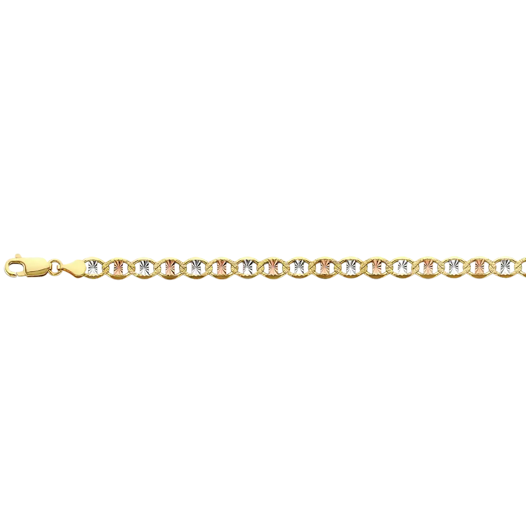 Flat Mariner Star DC Chain - 14k Tri Color Gold 5.4mm