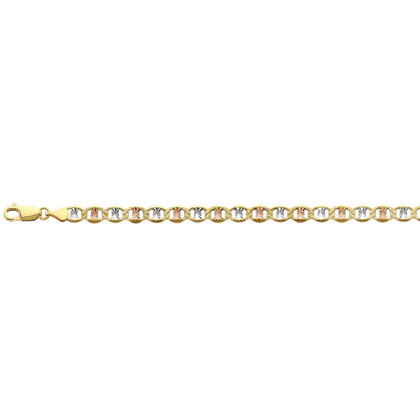 Flat Mariner Star DC Chain - 14k Tri Color Gold 5.4mm