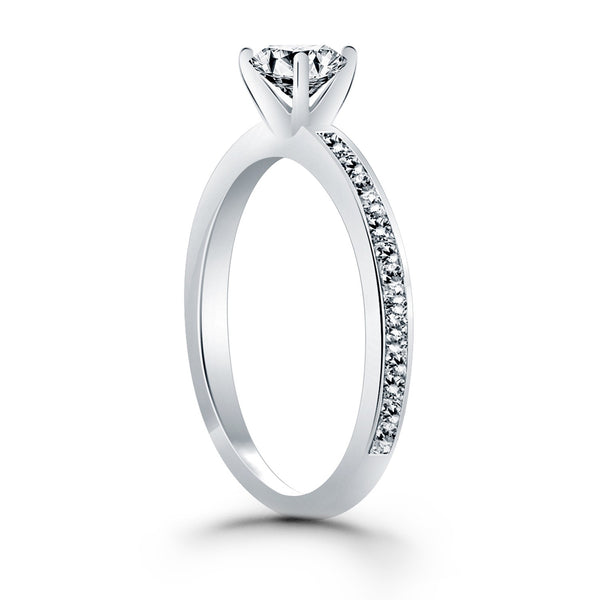 Classic Pave Diamond Band Engagement Ring - 14k White Gold
