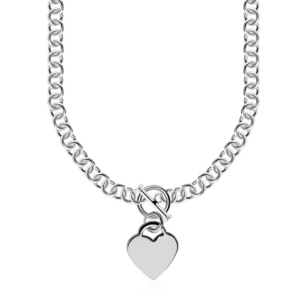 Rolo Chain  with a Heart Toggle Charm - Sterling Silver