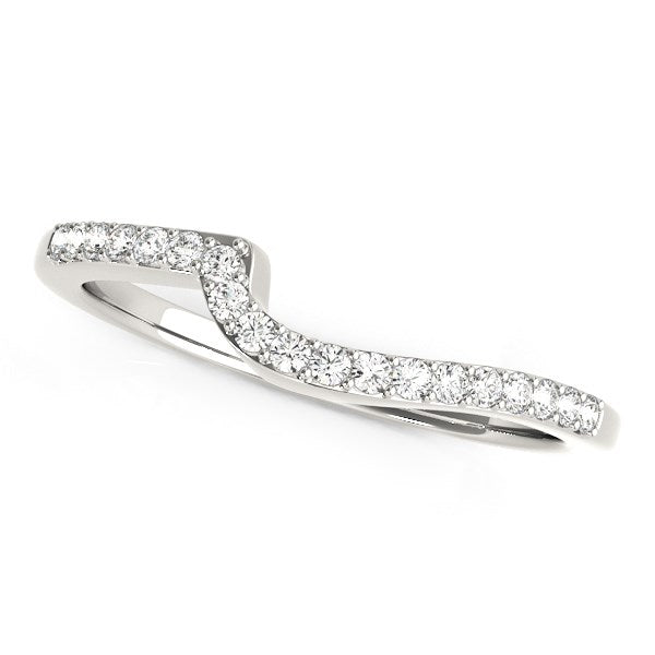 Curved Design Round Diamond Wedding Band 1/4 ct tw - 14k White Gold