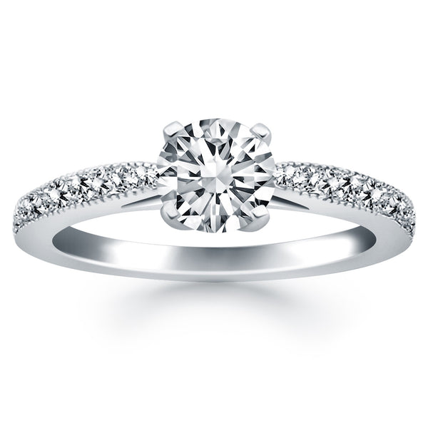 Diamond Pave Cathedral Engagement Ring - 14k White Gold
