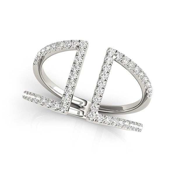 Open Style Dual Band Ring with Diamonds 1/2 ct tw - 14k White Gold