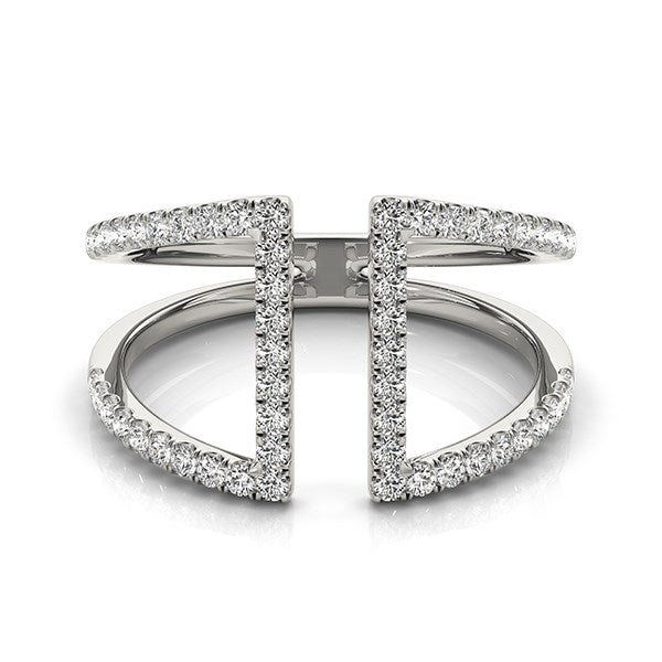 Open Style Dual Band Ring with Diamonds 1/2 ct tw - 14k White Gold