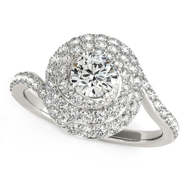 Round Diamond Spiral Design Engagement Ring 1 1/8 ct tw - 14k White Gold