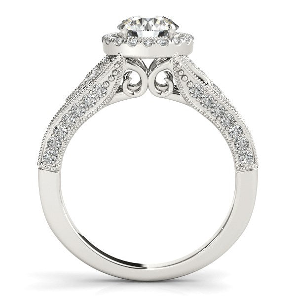 Diamond Engagement Ring with Baroque Shank Design 1 1/8 ct tw - 14k White Gold