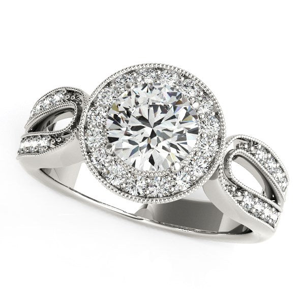 Teardrop Split Band Diamond Engagement Ring 1 1/3 ct tw - 14k White Gold
