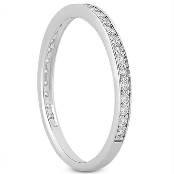 Micro-pave Diamond Wedding Ring Band Set 3/4 Around - 14k White Gold
