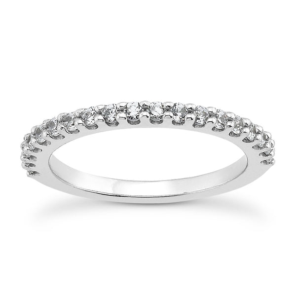 Shared Prong Diamond Wedding Ring Band with U Settings - 14k White Gold
