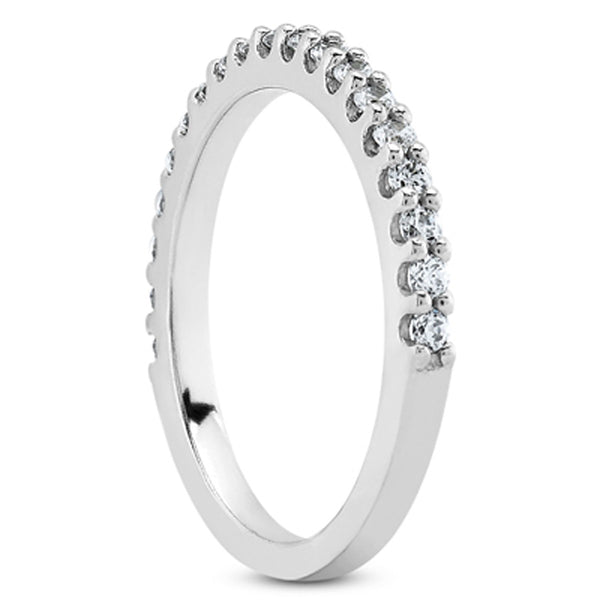 Shared Prong Diamond Wedding Ring Band with U Settings - 14k White Gold