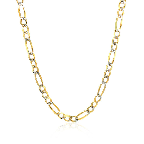 Solid Pave Figaro Chain - 14k Yellow Gold 3.80 mm