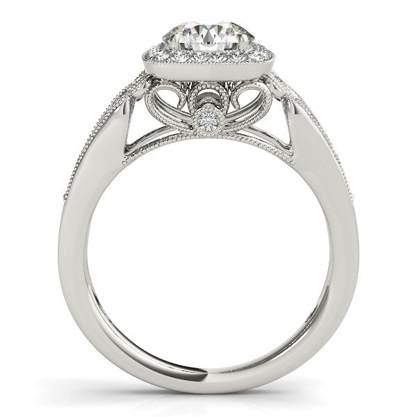 Baroque Shank Style Cut Diamond Engagement Ring 1 1/4 ct tw - 14k White Gold