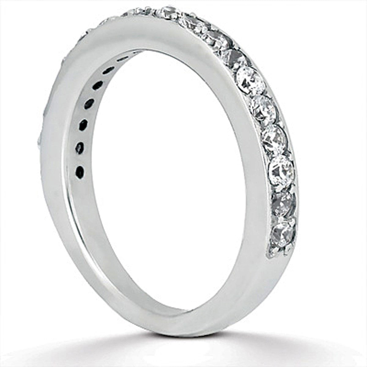 Pave Diamond Wedding Ring Band Set 1/2 Around - 14k White Gold