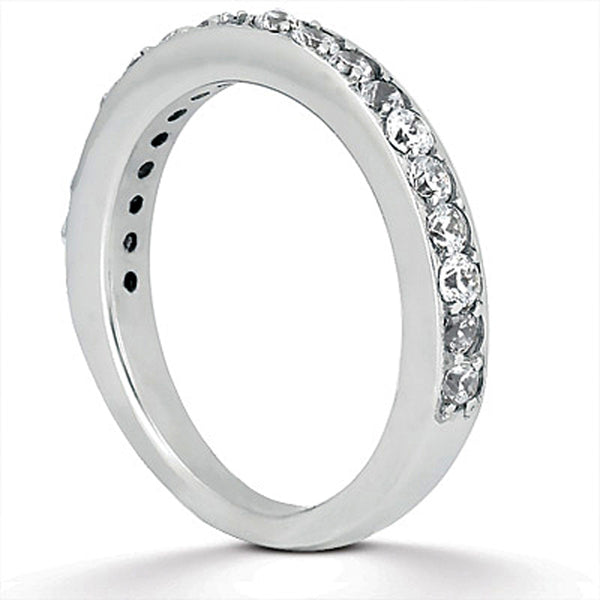 Pave Diamond Wedding Ring Band Set 1/2 Around - 14k White Gold
