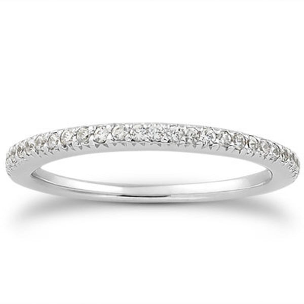 Fancy Engraved Pave Diamond Wedding Ring Band - 14k White Gold