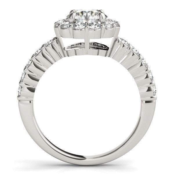 Round Floral Motif Diamond Engagement Ring 1 5/8 ct tw - 14k White Gold