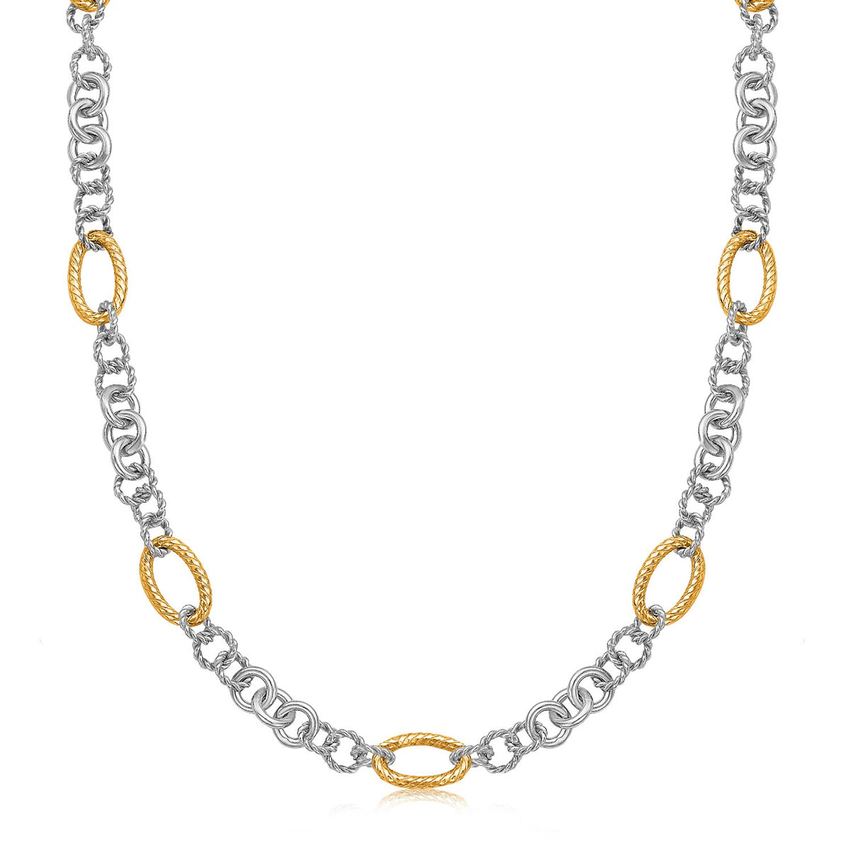 Multi Style Chain Necklace - 18k Yellow Gold and Silver