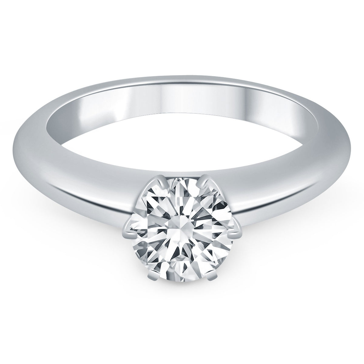 Solitaire Cathedral Engagement Ring - 14k White Gold
