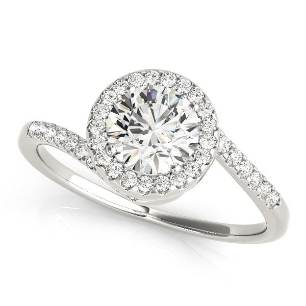 Halo Design Bypass Round Diamond Engagement Ring 5/8 ct tw - 14k White Gold