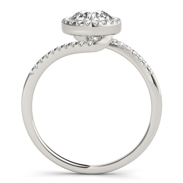 Halo Design Bypass Round Diamond Engagement Ring 5/8 ct tw - 14k White Gold