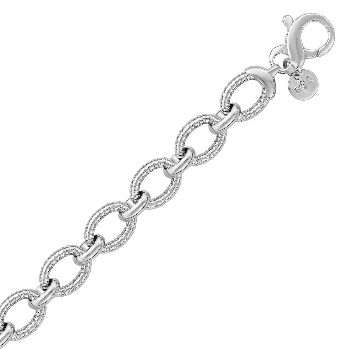 Oval Cable Design Chain Link Bracelet - Sterling Silver 9.65mm