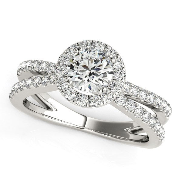 Diamond Engagement Ring with Split Shank Design 1 1/2 ct tw - 14k White Gold