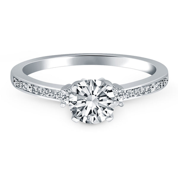Diamond Accent Engagement Ring - 14k White Gold