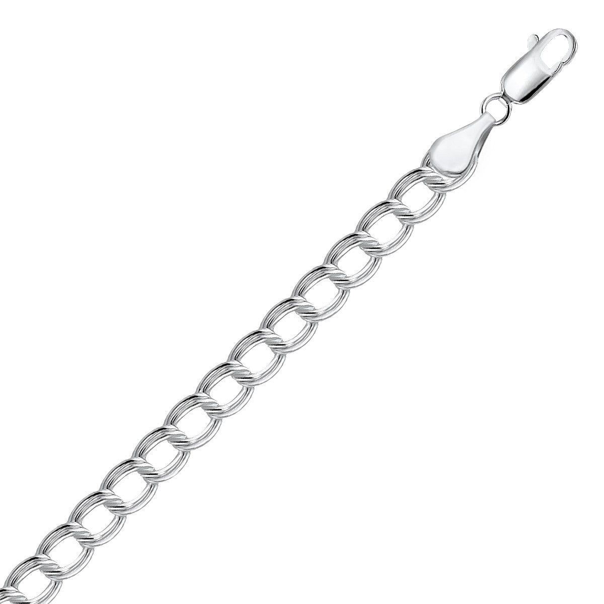 Small Ridged Circular Chain Bracelet - Sterling Silver 6.00mm