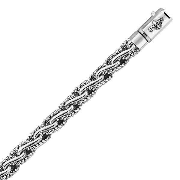 Mens Chain Bracelet in a Cable Motif - Oxidized Sterling Silver 8.50mm