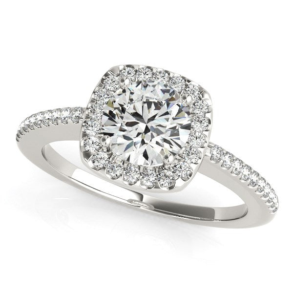 Pave Style Slim Shank Diamond Engagement Ring 1 1/8 ct tw - 14k White Gold