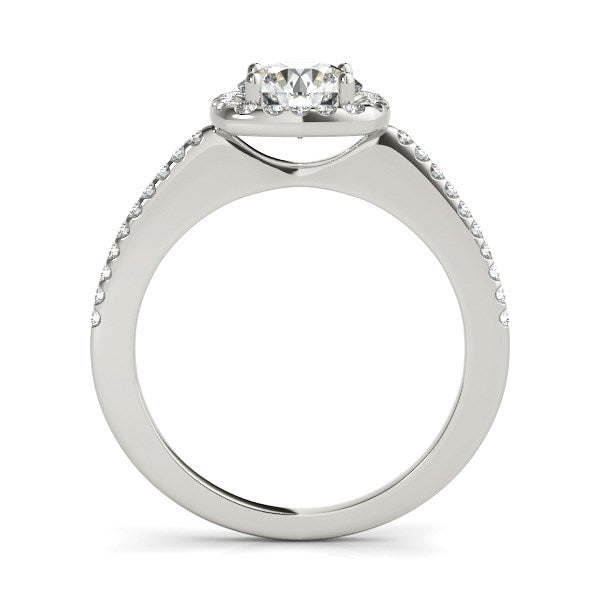 Pave Style Slim Shank Diamond Engagement Ring 1 1/8 ct tw - 14k White Gold