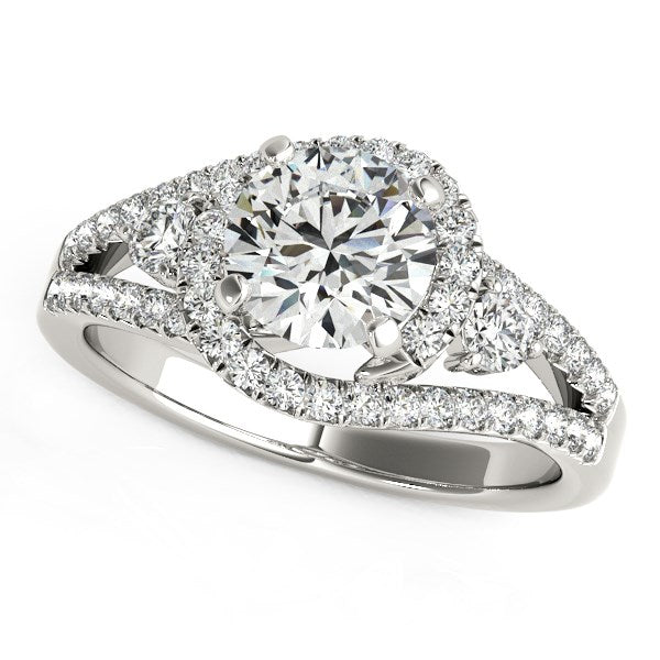 Split Shank Halo Bypass Diamond Engagement Ring 1 3/4 ct tw - 14k White Gold