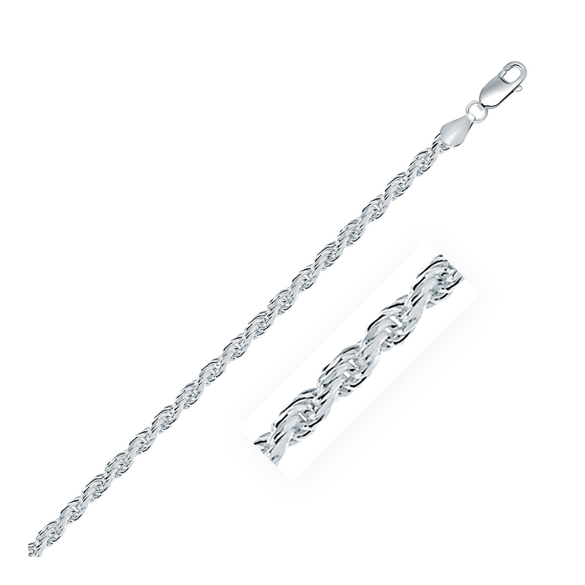 Diamond Cut Rope Style Chain - Sterling Silver 3.60mm