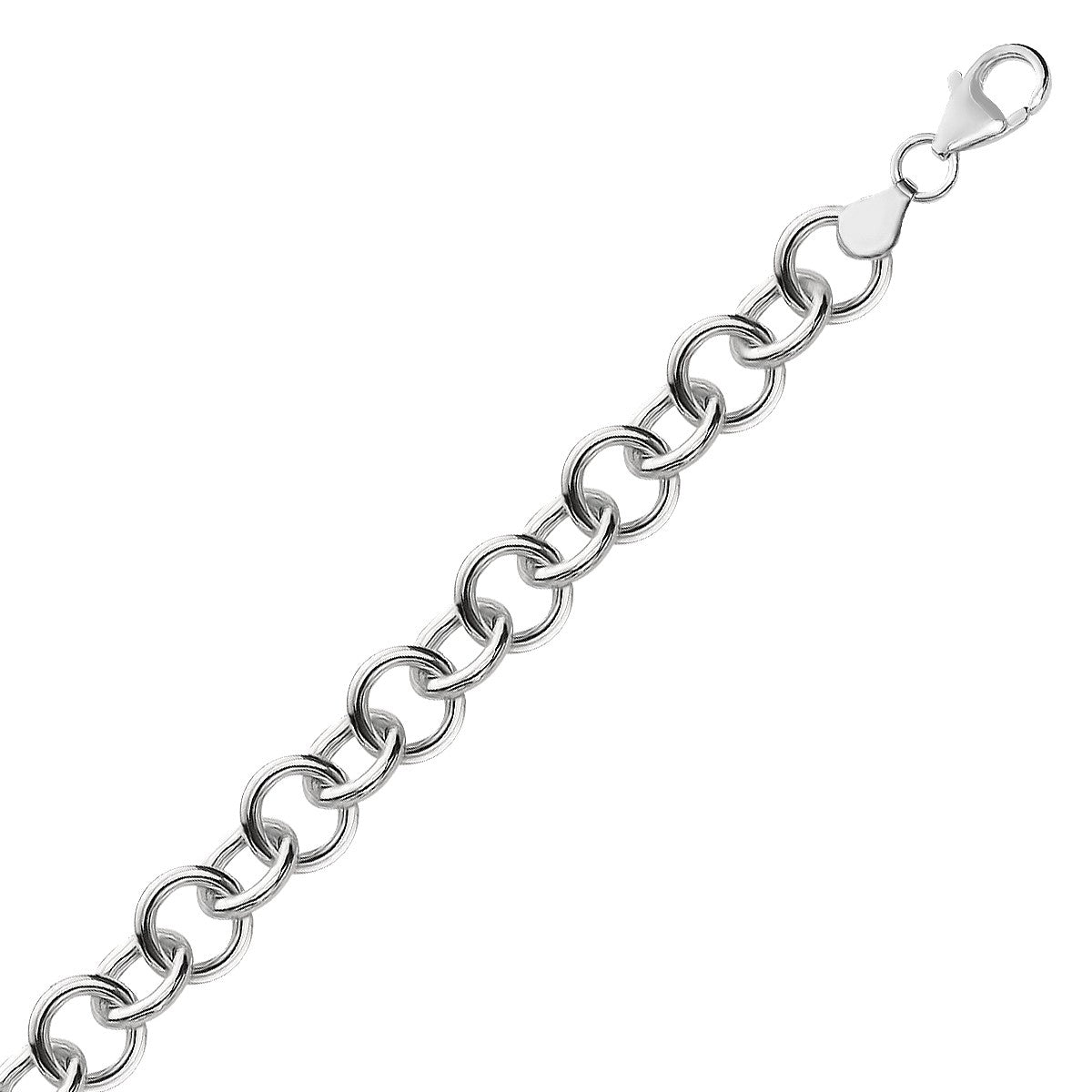 Rolo Style Polished Charm Bracelet - Sterling Silver 8.15mm