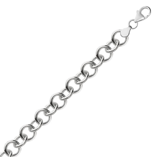Rolo Style Polished Charm Bracelet - Sterling Silver 8.15mm