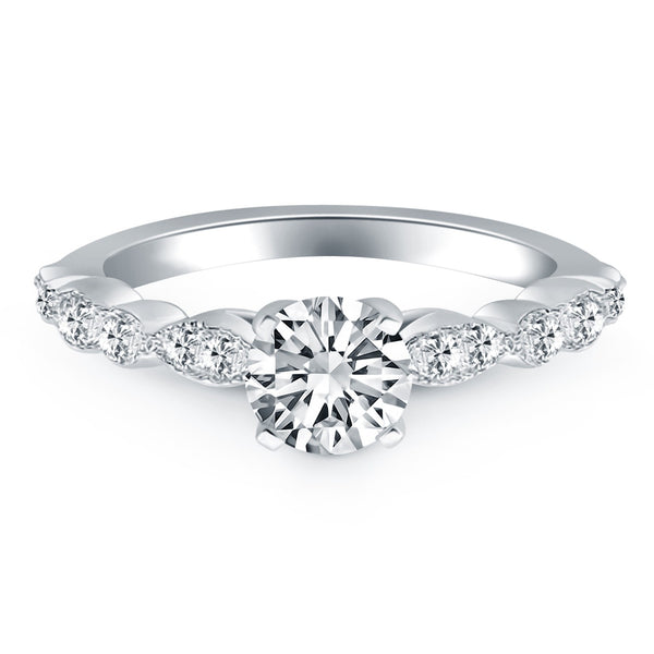 Fancy Shaped Diamond Engagement Ring - 14k White Gold