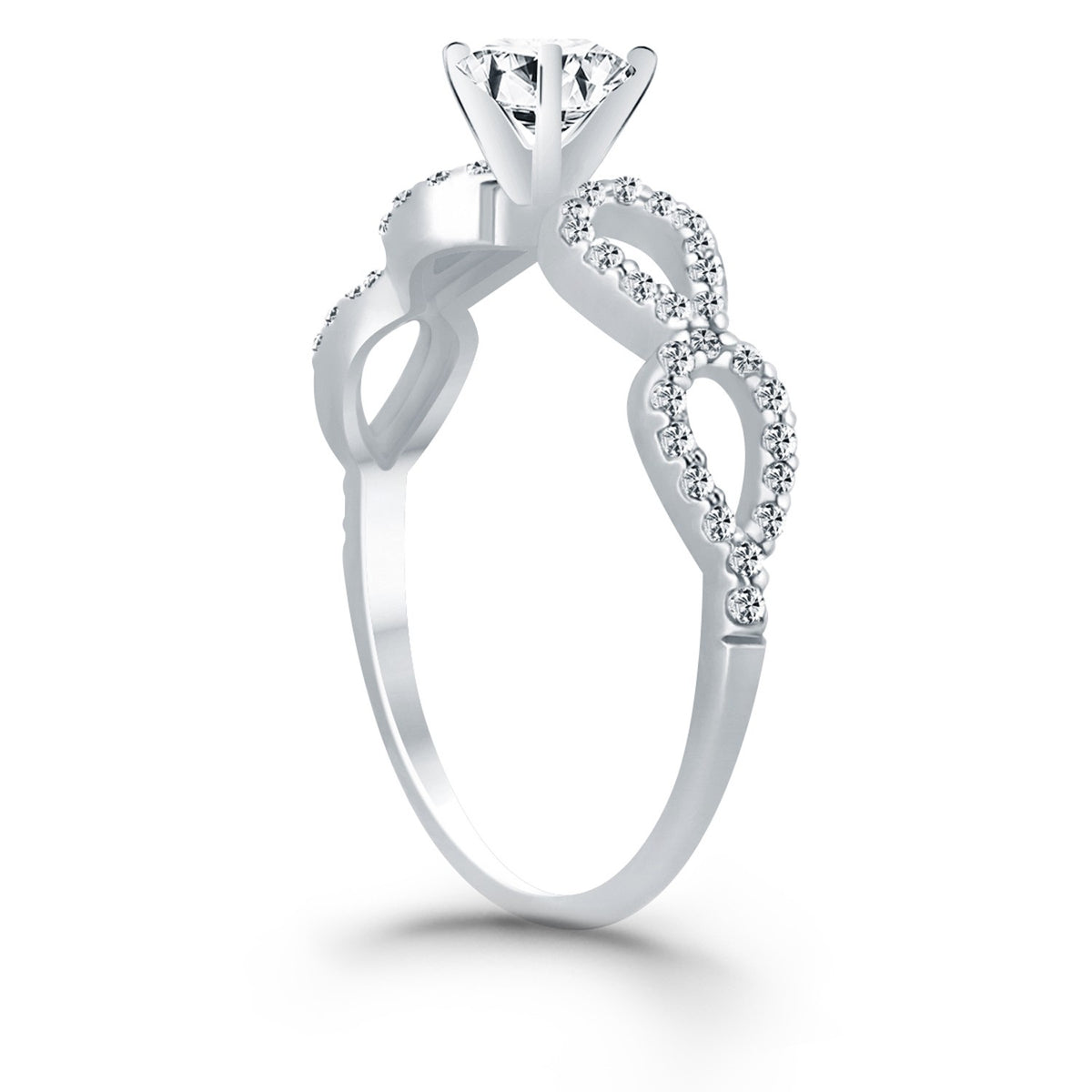 Double Infinity Diamond Engagement Ring - 14k White Gold
