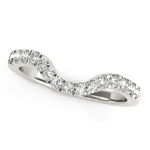 Curved Style Wedding Ring with Diamonds 1/3 ct tw - 14k White Gold