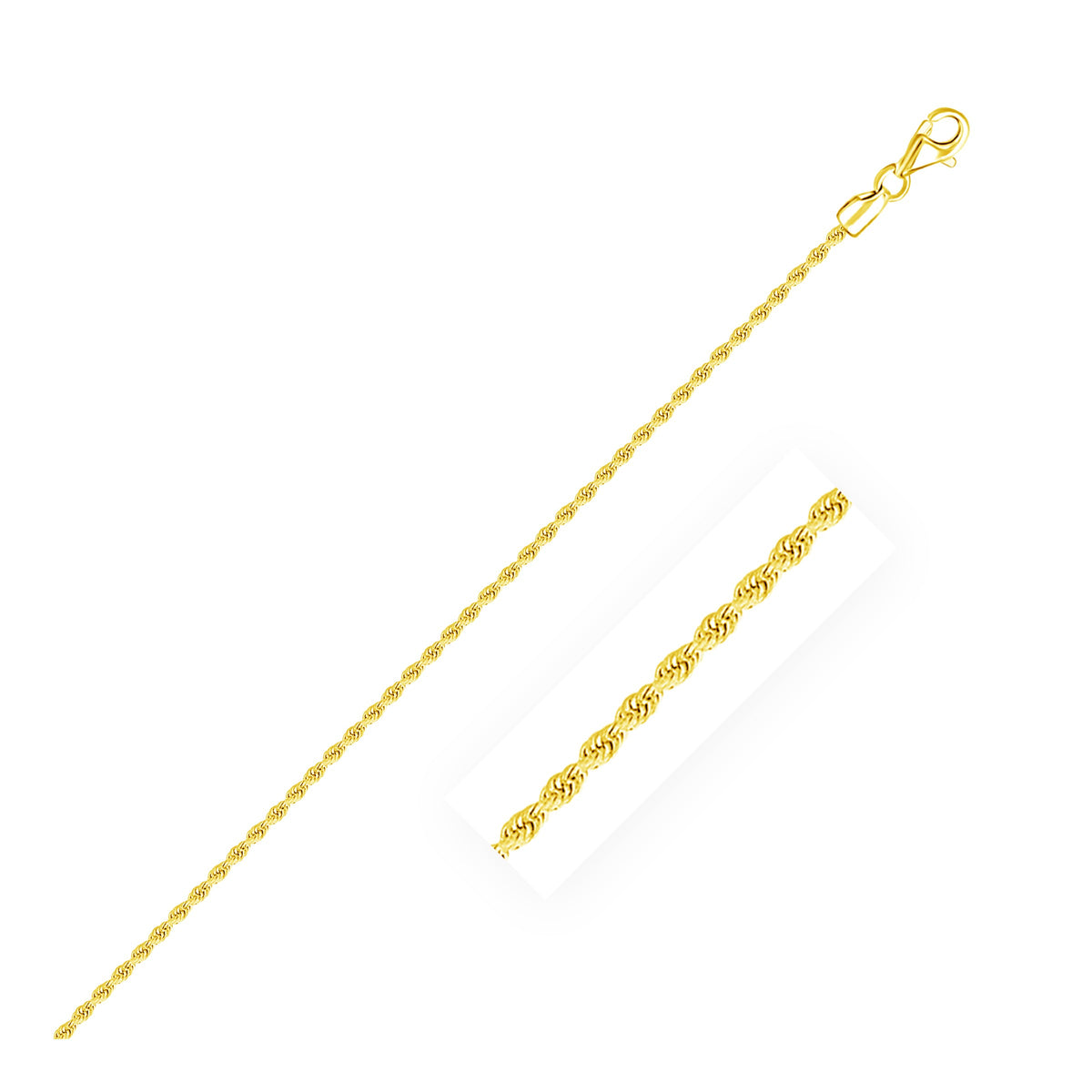 Diamond Cut Rope Anklet - 14k Yellow Gold 2.00mm