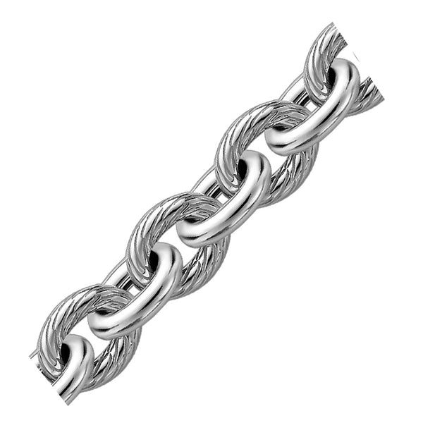 Diamond Cut Cable Style Chain Bracelet - Sterling Silver 12.70mm